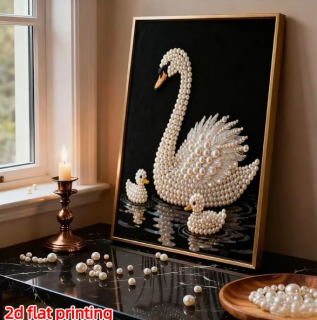 Preview: Diamond Painting Schwan mit Nachwuchs